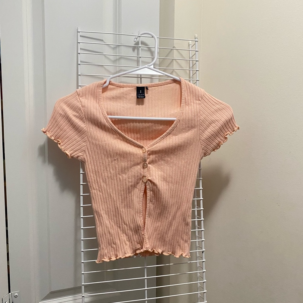 Coral Ribbed Cropped-Top
